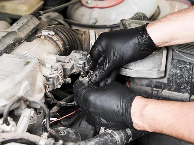 GLOVEWORKS Black Disposable Nitrile Industrial Gloves 5 Mil, Latex/Powder-Free, Food-Safe, Textured - NeatNest