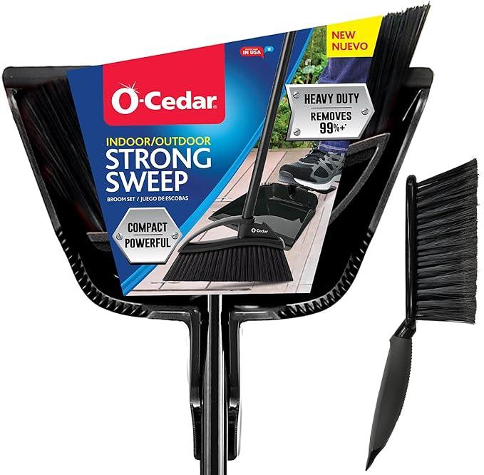 O-Cedar Indoor & Outdoor Strong Sweep Broom & Brush Bundle | Heavy Duty Bristles Remove 99% of Dust & Dirt in One Sweep | Step-On Dust Pan | Safe for Hardwoods, Powerful on Outdoor Debris - NeatNest