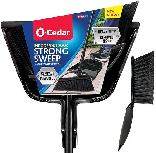 O-Cedar Indoor & Outdoor Strong Sweep Broom & Brush Bundle | Heavy Duty Bristles Remove 99% of Dust & Dirt in One Sweep | Step-On Dust Pan | Safe for Hardwoods, Powerful on Outdoor Debris - NeatNest