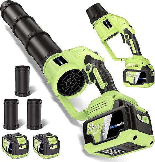 Cordless Leaf Blower - 650 CFM Brushless Electric Leaf Blower with 2 x 6.0Ah Batteries & Fast Charger, 2 Speed Modes, Battery Powered Leaf Blowers for Lawn Care, Patio, Dust, Snow Care (Light Green) - NeatNest
