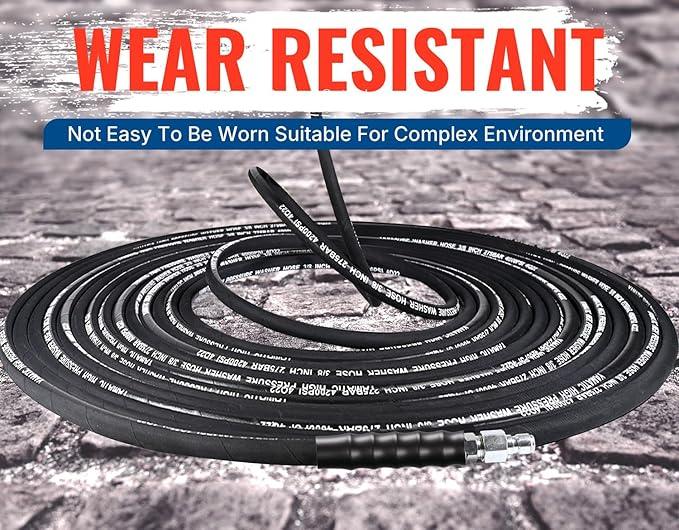 YAMATIC 3/8" Pressure Washer Hose 50 FT 4200 PSI for Hot/Cold Water, Kink Resistant Swivel 3/8" & M22-14 Quick Connection Wear Resistant Industry Grade Compatible with Most Power Washer - NeatNest
