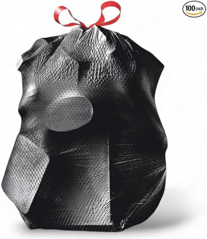 Mighty Flex 30 Gallon Trash Bags Drawstring, 100ct Heavy-Duty Large Garbage Bags, Ultra-Flexible, Leak and Odor-Resistant Plastic Garbage Bags for Home and Commercial Use, Unscented (Black) - NeatNest