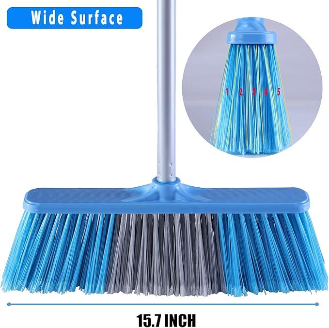 YONILL Indoor Outdoor Broom with Long Handle, 53" Angle Brooms for Floor Cleaning Sweeping Broom for Garage, Patio, Garden, House and Kitchen - NeatNest