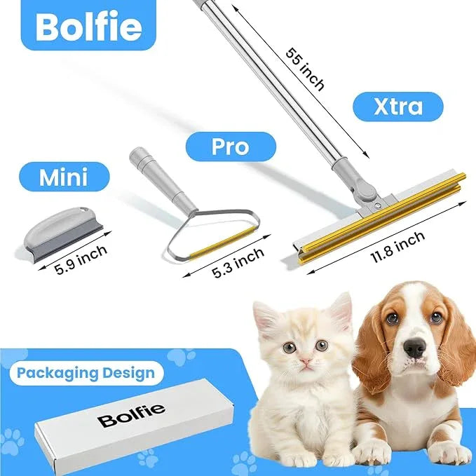 3 in 1 Carpet Rake for Pet Hair Removal, Tool Set of 3, 55” Long Handle Carpet Pet Hair Removal Carpet Scraper Dog Cat Hair Remover for Sofa, Couch, Car, Rug (Gray) - NeatNest