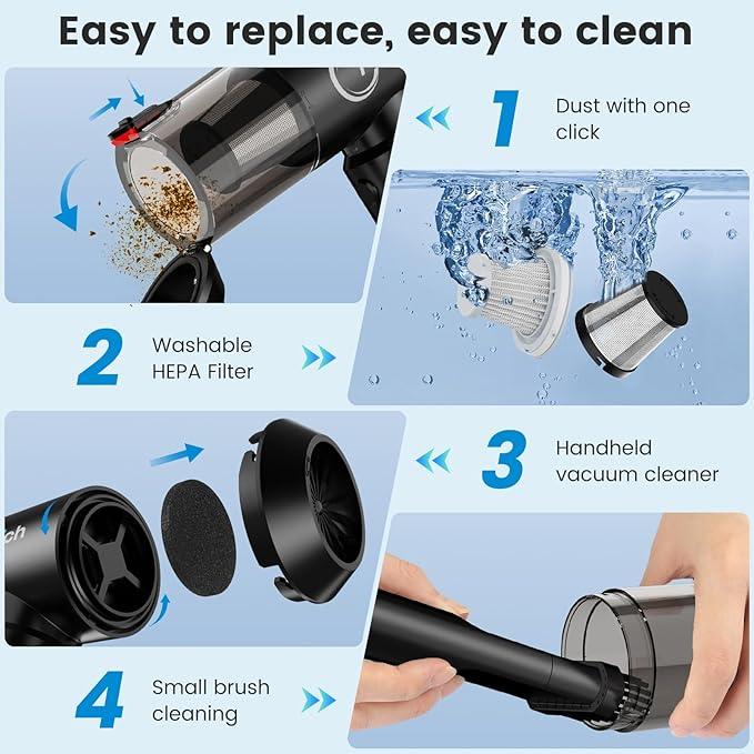 Cordless Car Vacuum Cleaner with Removable Battery as 35W Power Bank, 6-in-1 Handheld Vacuum Blower Set,18000PA Mini Vacuum Cleaner 6000mAH with Brushless Motor for Car Home Pet Cleaning - NeatNest