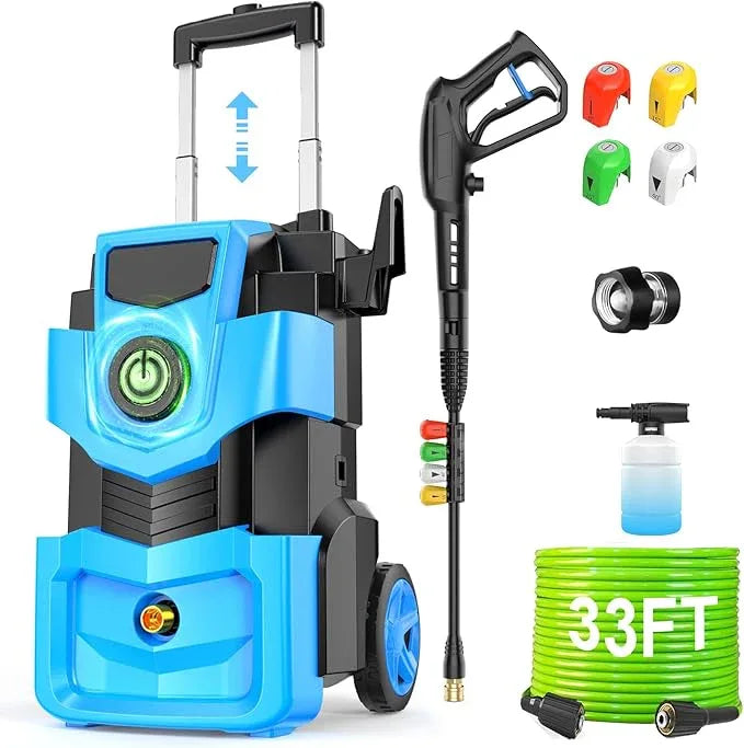Pressure Washer 5000PSI Adjustable Pressure Power Washers Powered with 33ft Hose, 4 Nozzle and Foam Cannon, Powerwashers Cleaner Machine for Home, Cars, Blue - NeatNest