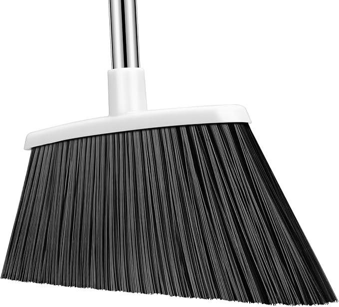 Heavy Duty Broom, 55 Inch Long Handle Outdoor Large Angle Brooms, Commercial Broom for Sweeping Indoor, for Home Garage Kitchen Office Courtyard Lobby Patio Lawn Concrete(Grey&White) - NeatNest