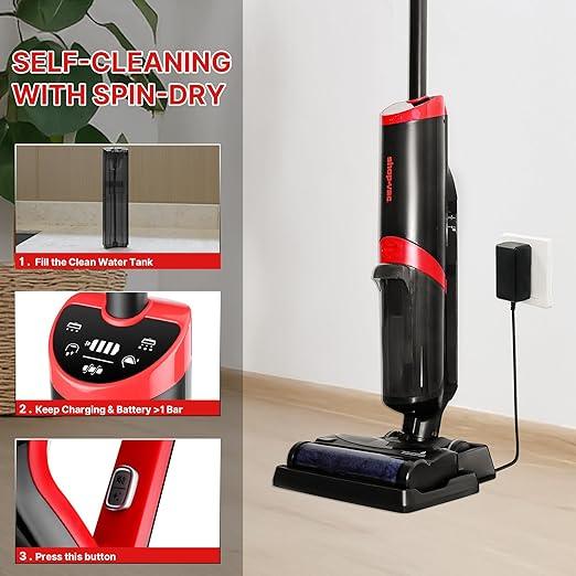 Shop-Vac Wet Dry Vacuum Cleaner and Mop, 15000Pa Vacuum Mop All in One, Lightweight Multi-Surface Cleaner with Self-Cleaning, LED Display & Voice Prompts - NeatNest