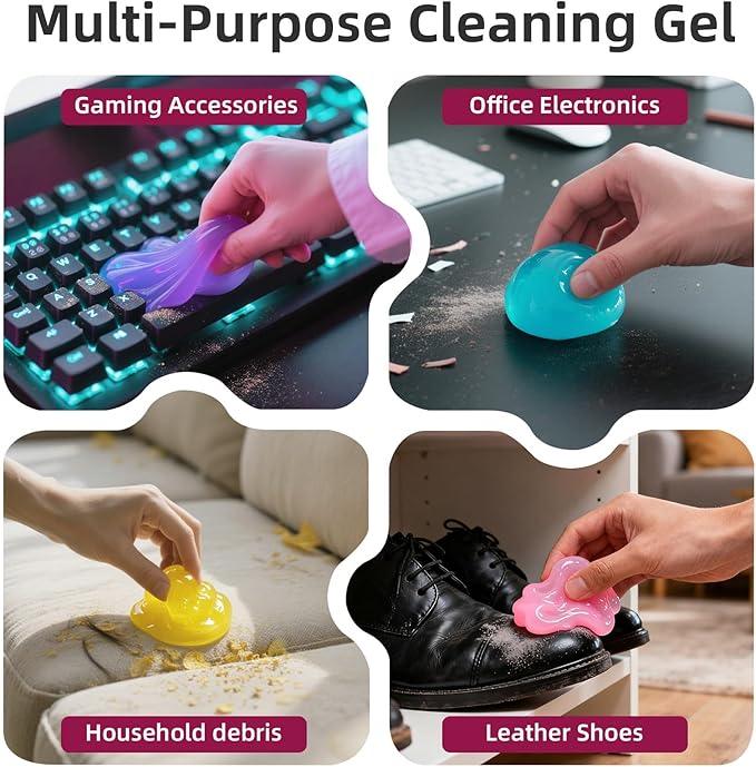 Car Cleaning Gel Reusable 4Pack - Dust Cleaning Putty Keyboard Slime for Car Interior Air Vent Cleaner, Auto Detailing Tools Accessories, Dust Remover Gifts for Men Women,Cleanings Gadgets,400g - NeatNest