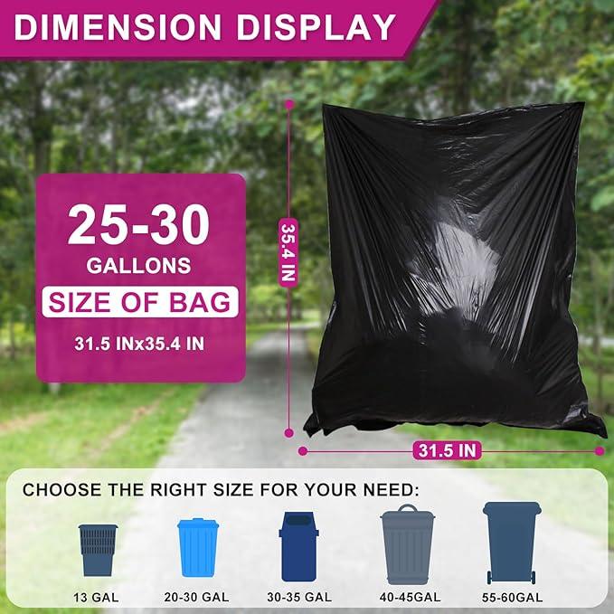 25-30 Gallon Trash Bags Black 120 Count - 32" x 36" Large Kitchen Garbage Bags, 20+ Gallon Trash Can Liners Unscented, Multipurpose for Home, Office, Daily Household Use - NeatNest