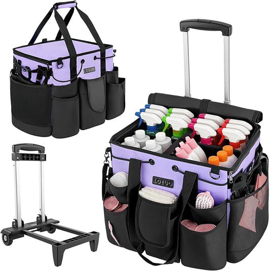 Large Cleaning Caddy for Cleaning Supplies Organizer, Rolling Cleaning Caddy Bags with Wheels for Housekeepers, Cleaning Carts on Wheels for Home Car Office Picnic - NeatNest