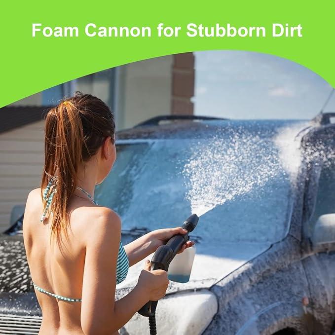 5000PSI Pressure Cleaner Power Cleaner with 33FT Hose, 4 Nozzle and 500ML Foam Cannon, Cleaner Machine for Home, Car Washing, Fence Cleaning, Patio, Green - NeatNest