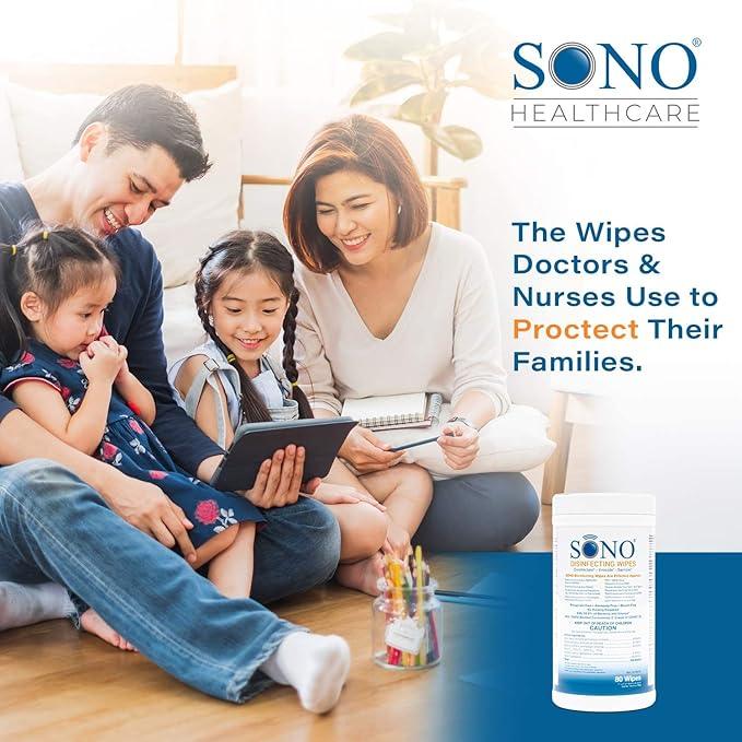 SONO Disinfecting Wipes - Alcohol-Free, No Bleach, Medical-Grade I Multi-Surface Cleaning for Home, School, Office I Gentle on Electronic Devices I Everyday Use I 480 CT (Canister of 6) - NeatNest