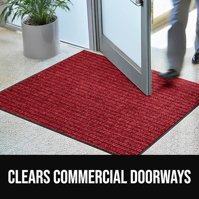 GORILLA GRIP Waterproof Traffic Guard Door Mat, 2 Pack Heavy Duty Entryway Mats, Strong Rubber Back Commercial Utility Rugs for Office Hallway, Garage Floor and Home, Low Profile Carpet, 35x23, Red - NeatNest