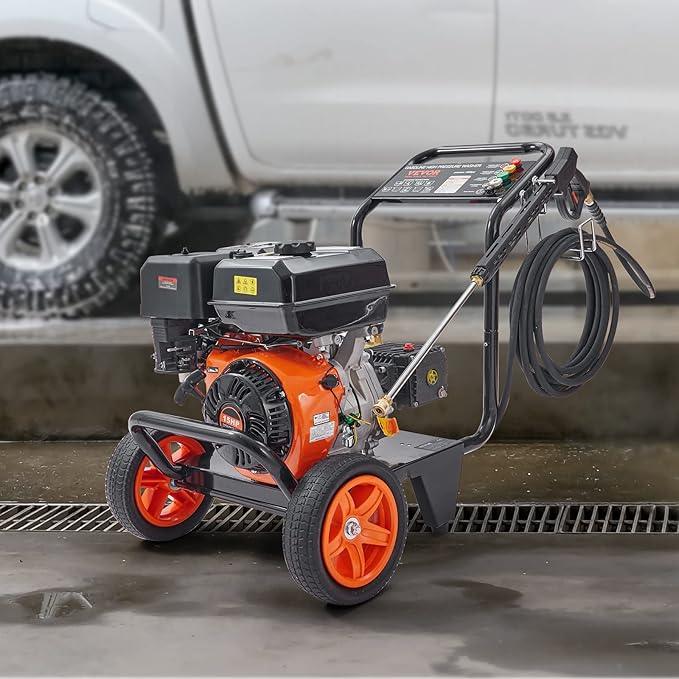 VEVOR Gas Pressure Washer, 4400 PSI 4.0 GPM, Gas Powered Pressure Washer with Copper Pump, Spray Gun and Extension Wand, 5 Quick Connect Nozzles, for Cleaning Cars, Homes, Driveways, Patios - NeatNest