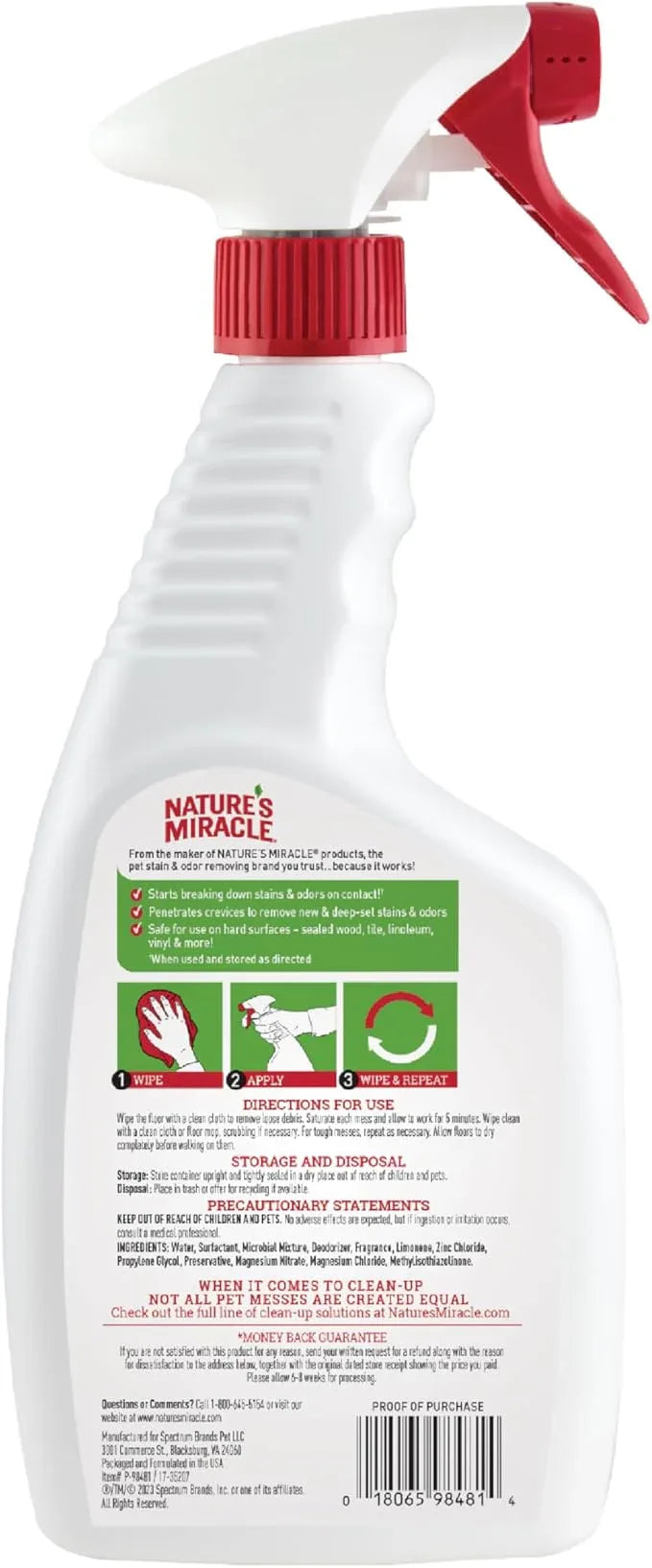 Nature's Miracle Hard Floor Cleaner, 24 Ounces, Dual-Action Stain and Odor Remover Works to Remove Tough Pet Stains and Odors On Sealed Wood and Hard Floor Surfaces - NeatNest