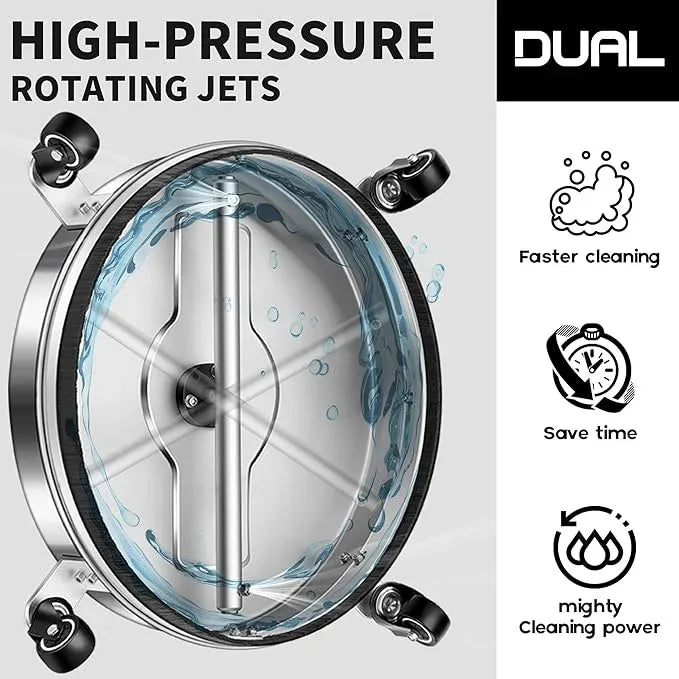 16.5" Pressure Washer Surface Cleaner with 4 Wheels - Stainless Steel Surface Cleaner for Pressure Washer Attachment for Concrete, Driveway, Patio, Sidewalk, Deck and Daily Washing - PWS16.5 - NeatNest