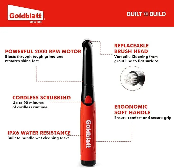 Goldblatt Cordless Electric Spin Scrubber, Small Power Scrubber with Battery Indicator Light, Waterproof Electric Cleaning Brush for Grout, Tile, Bathroom, Kitchen, Tub Cleaning - NeatNest