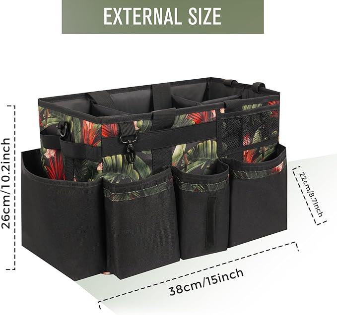 Wearable Cleaning Caddy, Cleaning Caddy Supplies Organizer with Handle & Shoulder Straps for Housekeepers, Under Sink & Car Cleaning Tool Organizers Bag with 4 Foldable Divider (GreenBush) - NeatNest