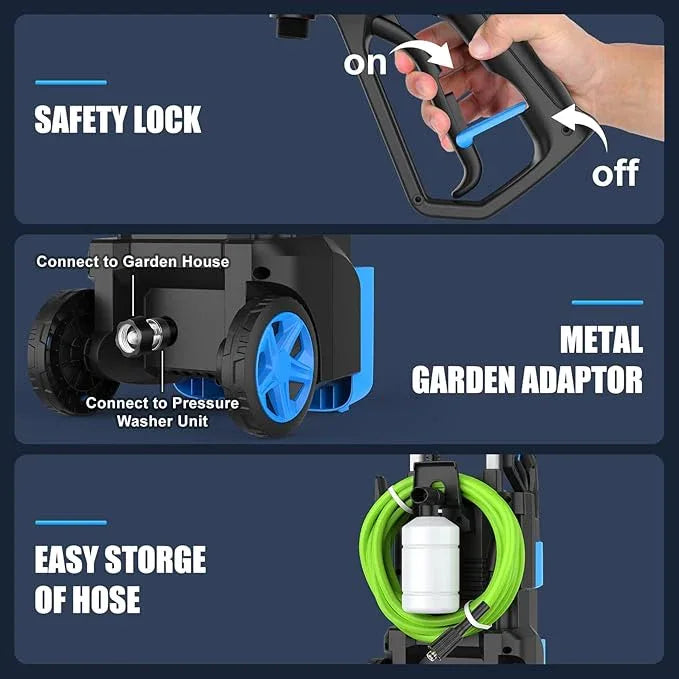 Pressure Washer 5000PSI Adjustable Pressure Power Washers Powered with 33ft Hose, 4 Nozzle and Foam Cannon, Powerwashers Cleaner Machine for Home, Cars, Blue - NeatNest