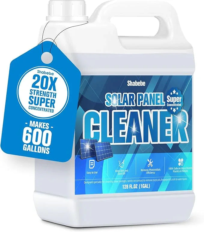 Solar Panel Cleaner 1 Gallon (Makes 600 Gallons) - 20X Strength Super Concentrated Glass & Solar Panel Cleaning, Industrial Grade Streak-Free Fast Dry Remove Oils, Water Spots, Dust, Droppings - NeatNest