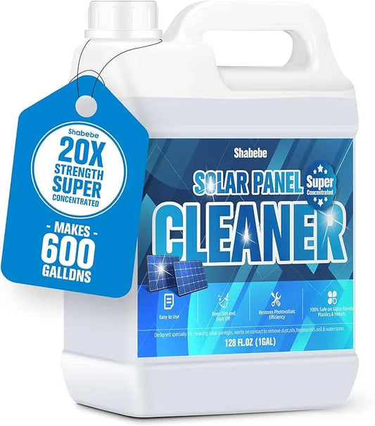 Solar Panel Cleaner 1 Gallon (Makes 600 Gallons) - 20X Strength Super Concentrated Glass & Solar Panel Cleaning, Industrial Grade Streak-Free Fast Dry Remove Oils, Water Spots, Dust, Droppings - NeatNest