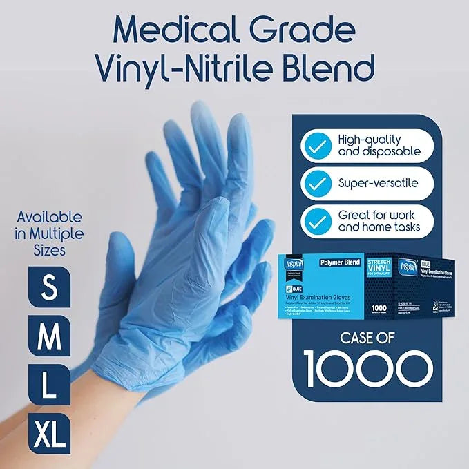 Inspire Nitrile-Vinyl Blend Exam Gloves - Disposable, Latex Free, Medical, Multipurpose for Cooking - NeatNest