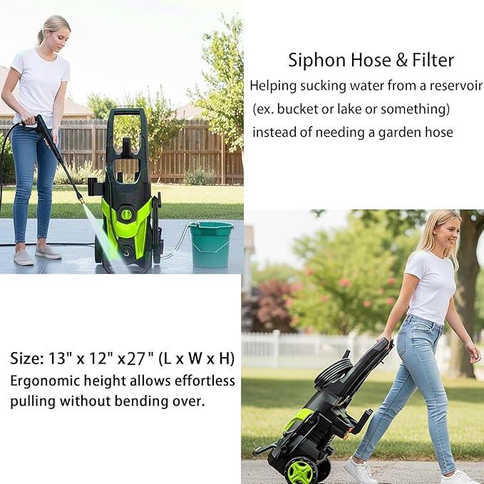 2025New Pressure Power Washer with 4 Quick Connect Nozzles, Inlet Hose & Filter, Foam Cannon for Cars/Fences/Driveways/Patios/Home Cleaning 4300PSI - NeatNest