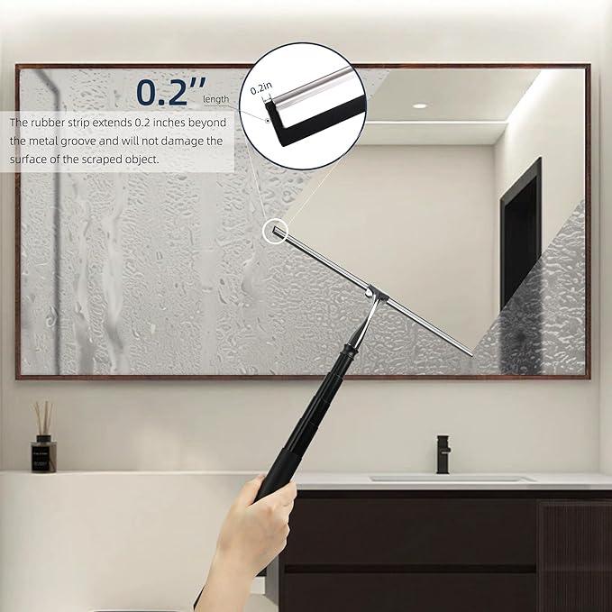 12-51’’ Telescopic Window Squeegee for Home, 2 in 1 Window Cleaning Squeegee Kit, Shower Squeegee for Glass Doors, Outdoor extendable Window Cleaner Tool for Floor Tile Wall Car Windshield - NeatNest