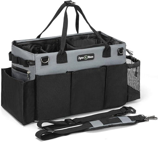 Wearable Cleaning Caddy – Portable Detailing Organizer with Spill-Proof Liner, Straps & Handles – Large Tote for Cleaning Pros, Auto Detailers, and Housekeepers – Black/Gray - NeatNest
