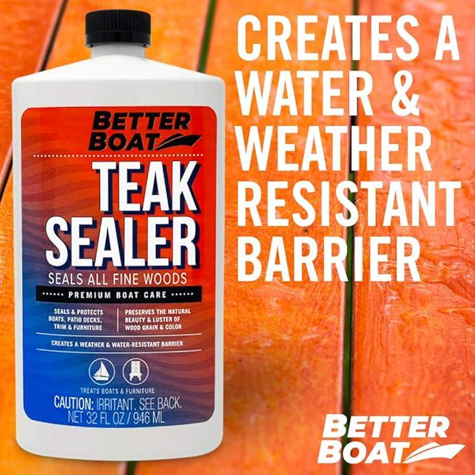Teak Cleaner and Brightener for Wood, Teak Oil or Sealer for Boats, Indoor Furniture, Shower Stools, and Outdoor Wood Furniture Restorer for Stains - NeatNest