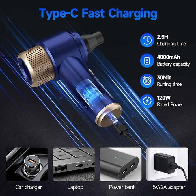 Car Vacuum Cleaner, 16000PA Mini Car Vacuum Cordless Powerful, 7 in 1 Portable Handheld Vacuum Cordless with LED Light, Dual Filters, One-Touch Empty for Pet Hair, Home, Office - NeatNest
