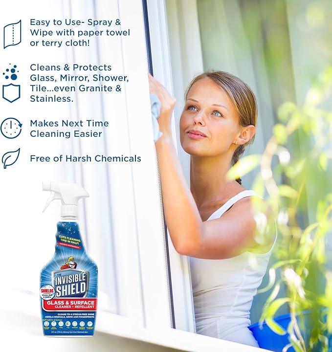 Invisible Shield Glass & Surface Cleaner and Repellent 32 fl. oz. Cleans and Protects against future dirt on multi surfaces by UNELKO- Clean-X (2) - NeatNest