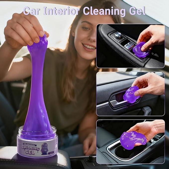 ColorCoral Car Cleaning Gel Reusable（Lavender Scent,Purple） - Dust Cleaning Putty Keyboard Slime for Car Interior Air Vent Cleaner, Auto Detailing Tools Accessories, Dust Remover Gifts for Men Women - NeatNest