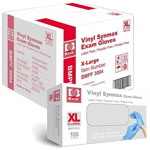 Jointown Basic Vinyl Exam Gloves-Safty Glove Latex-Free & Powder-Free, Synmax Disposable Medical Glove XLarge (Case of 1000, Blue) - NeatNest