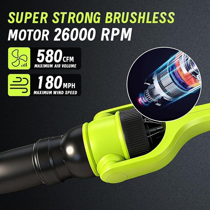 Cordless Leaf Blower, 21V Leaf Blowers, 580CFM/180MPH Brushless Motor, with 2 Lightweight Batteries 3.0Ah & Charger, and 3-Speed Leaf Blower 2-in-1 Design with Gutter Cleaning Kit for Garden & House - NeatNest