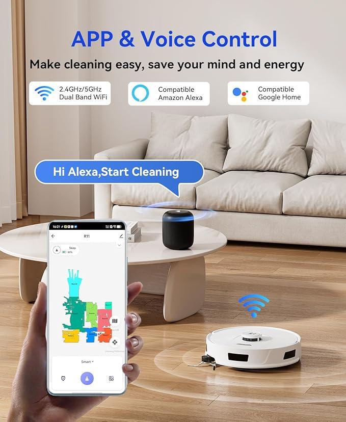 Redroad Robot Vacuum Cleaner 20,000 Pa Robot Vacuum and Mop,90 Day Self Emptying Vacuum Robot,Lidar Navigation,5G/2.4GWiFi APP Aspirateur Robot,Self-Charging Robot Vacuums for Pet,Floor,Carpet - NeatNest