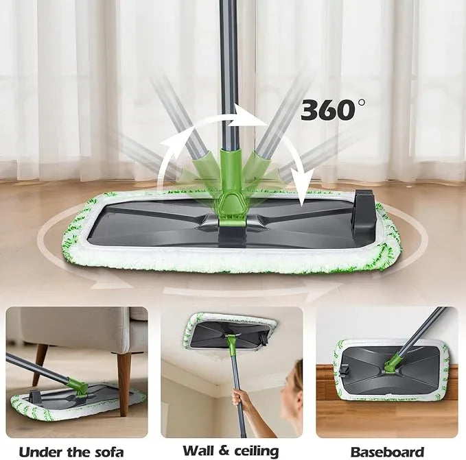 MASTERTOP Dust Mop for Hardwood Floors, Extra Large Microfiber Flat Mop with 5 Wet & Dry Reusable Pads, Hardwood Mops with Telescopic Handle for Laminate, Tile, Vinyl - NeatNest