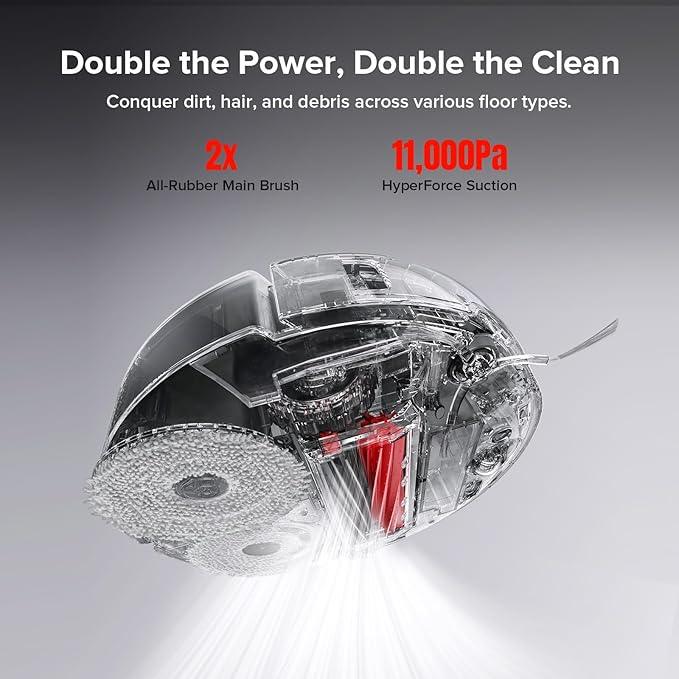 roborock Qrevo Slim Robot Vacuum and Mop Combo, 8.2cm Ultra-Slim, 3D Sensing Tech, Advanced Obstacle Recognition, 11,000Pa Suction, FlexiArm Side Brush & Mop, Auto Mop Washing & Drying, Self-Emptying - NeatNest