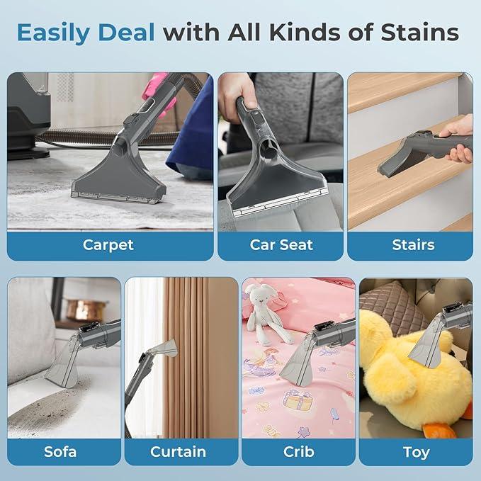 ARLIME Carpet Cleaner Machine, 600W Deep Pet Stain Remover with Water Spray, 15Kpa Powerful Suction, Dual Water Tank, Portable Upholstery Spot Cleaner for Couch, Car Seat, Mattress, Rug & Curtain - NeatNest