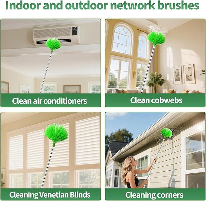 dusters for Cleaning extendable Long Handle，Webster Cobweb Duster with Extension Pole，Spider Web Remover Brush with Pole，Outdoor Web Cleaner Outside for use on Ceilings, cabinets, Walls, Light - NeatNest