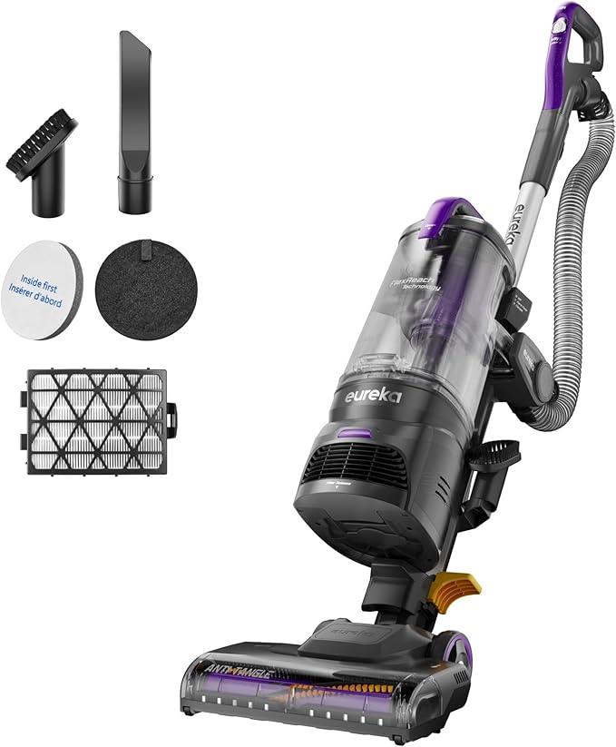 Eureka FlexReach Powerful Upright Vacuum Cleaner for Carpet and Hard Floor, Lift-Up Vacuum with Large Dust Cup, Anti-Tangle, NEU651PL, Purple - NeatNest