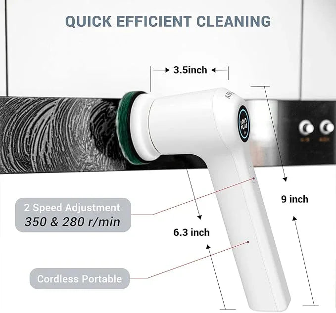 AIRSEE Electric Spin Scrubber, Cordless Power Rotating Brush, 2 Speeds, 6 Replaceable Brush Heads, Handheld Shower Bathroom Scrubber for Cleaning Floors, Windows, Bathtubs, Tiles, Sink, Car - NeatNest