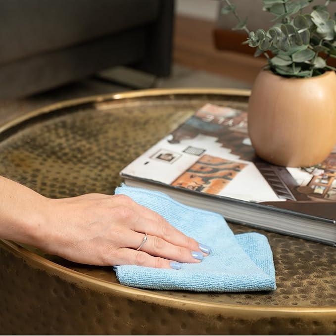 S&T INC. 100 Pack Microfiber Cleaning Cloth, Bulk Towels for Home, Reusable Microfiber Towels for Cars, Cleaning Rags, Light Blue, 11.5 Inches x 11.5 Inches, 100 Count - NeatNest
