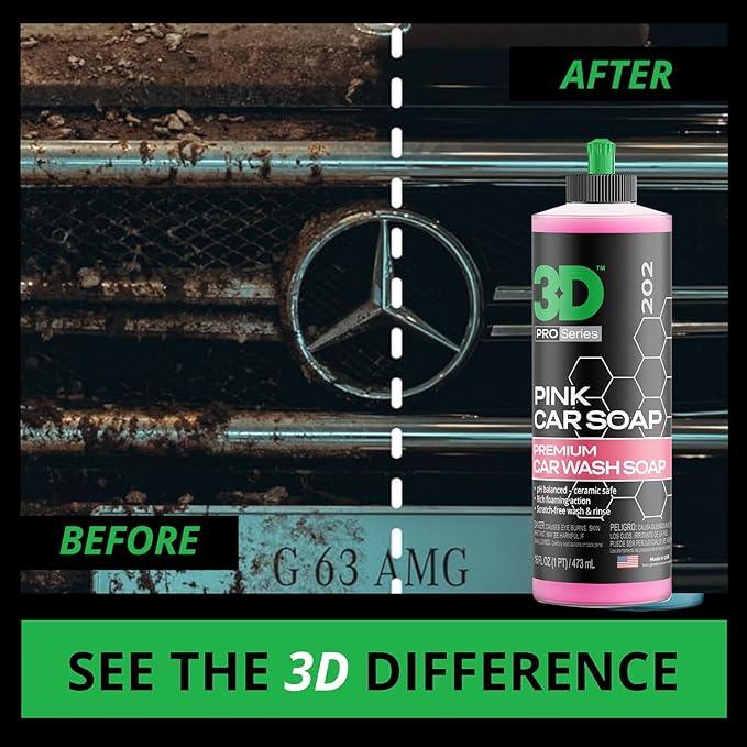 3D Pink Car Soap – 16 oz |pH Neutral Car Wash Soap with High Suds & Cherry Scent | Scratch-Free, High Gloss Shine | Safe on Wax & Sealants | Weekly Car Care - NeatNest