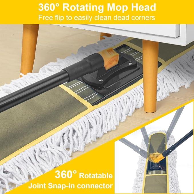 36" Commercial Dust Mops for Floor Cleaning with Replacement Mop Pad, Heavy Duty Large Dust Mop for Hardwood Floors,Industrial Floor Duster Wet Dry Mop for Office Garage Warehouse Factory Mall - NeatNest