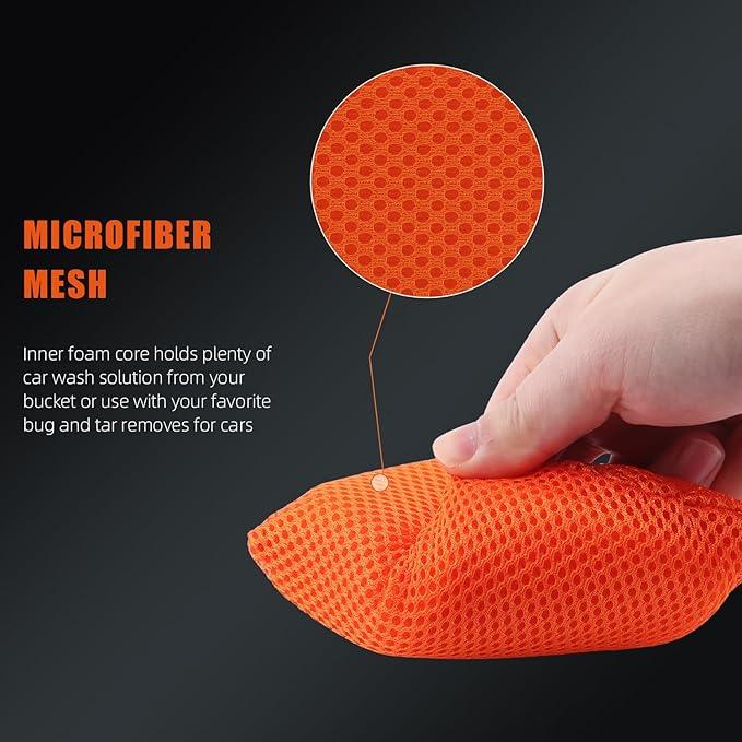 SPTA Mesh Bug Sponge, Bug Remover Car Wash Sponge for Cleaning Bugs and Tar, 4.8 inch by 3.2 inch, Cars Exterior - Ultra Soft Mesh Car Wash Sponges Non Scratch -10 Pack/Sets -WF020B10 - NeatNest