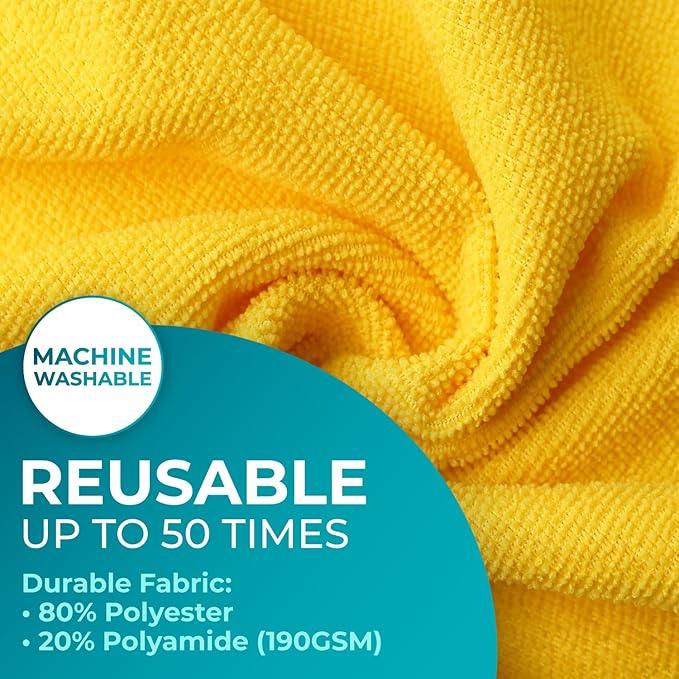 HELOMOR 100 Pack Microfiber Cleaning Cloth Roll - Tear Away Reusable Paper Towels Washable, 11.8" Ultra Absorbent Cleaning Supplies for Housekeeping, Rags Microfiber Towel, Lint Free Cloth Value Pack - NeatNest