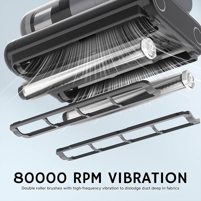 AIRTHEREAL M1 Mattress Vacuum Cleaner, 6 in 1 Bed Vacuum with High-Frequency Vibration - 80,000 RPM Dual Brushroll Rotation, UV-C Light, 14Kpa Suction, Dust Sensor, Ultrasonic and Heating Tech - NeatNest