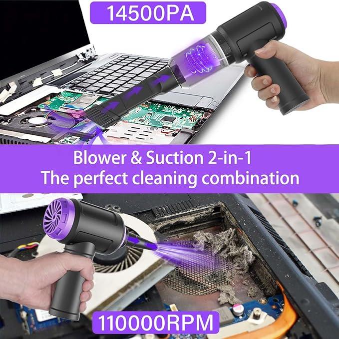 14500 Pa Computer Vacuum Cleaner Mini & 110000RPM Compressed Air Duster for Keyboard Cleaning Cordless Canned Air Powerful Energy Efficient - NeatNest